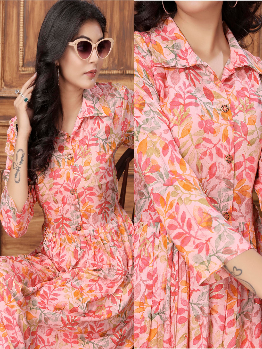 MV Premium Designer Rayon Long Cord-Set in Five Designs & Colors