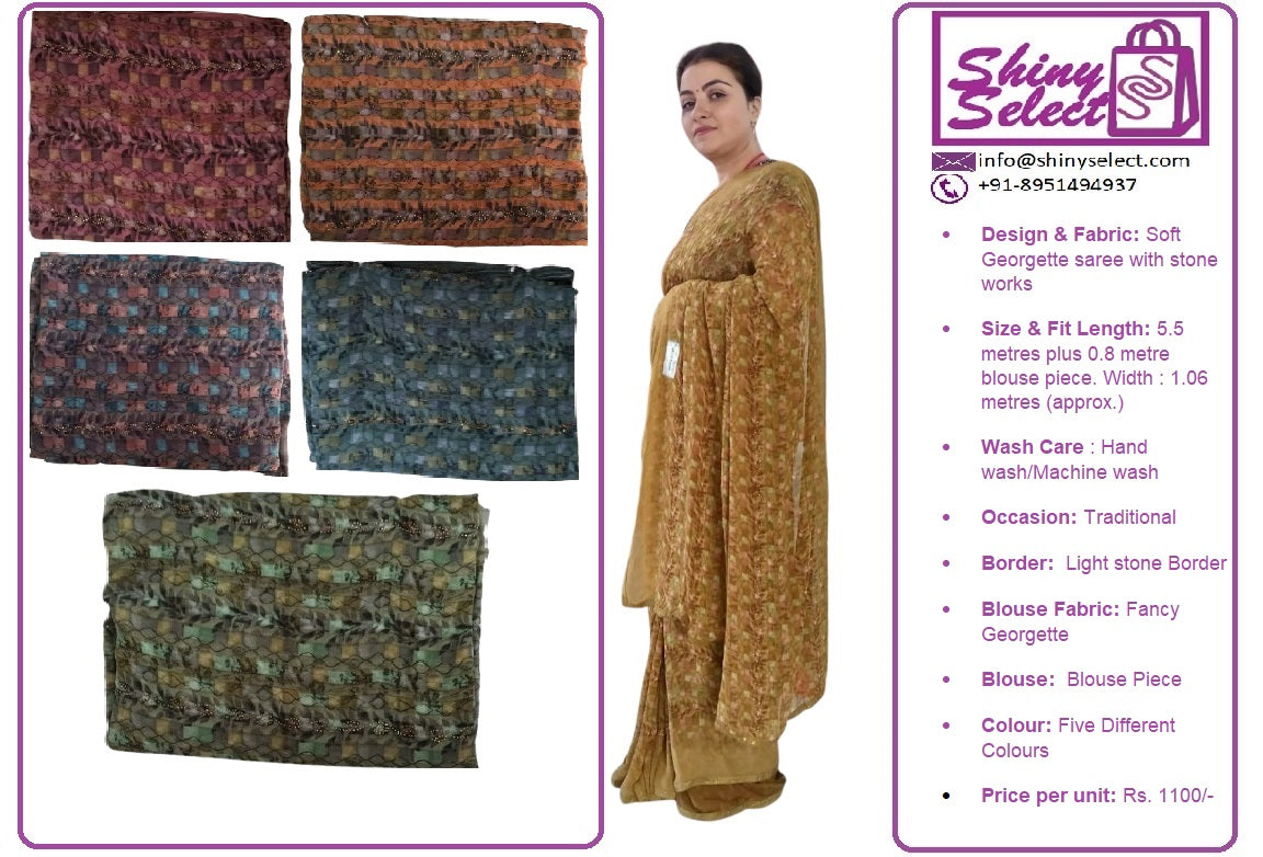 ShinySelect Soft & comfortable Georgette saree with light stone work