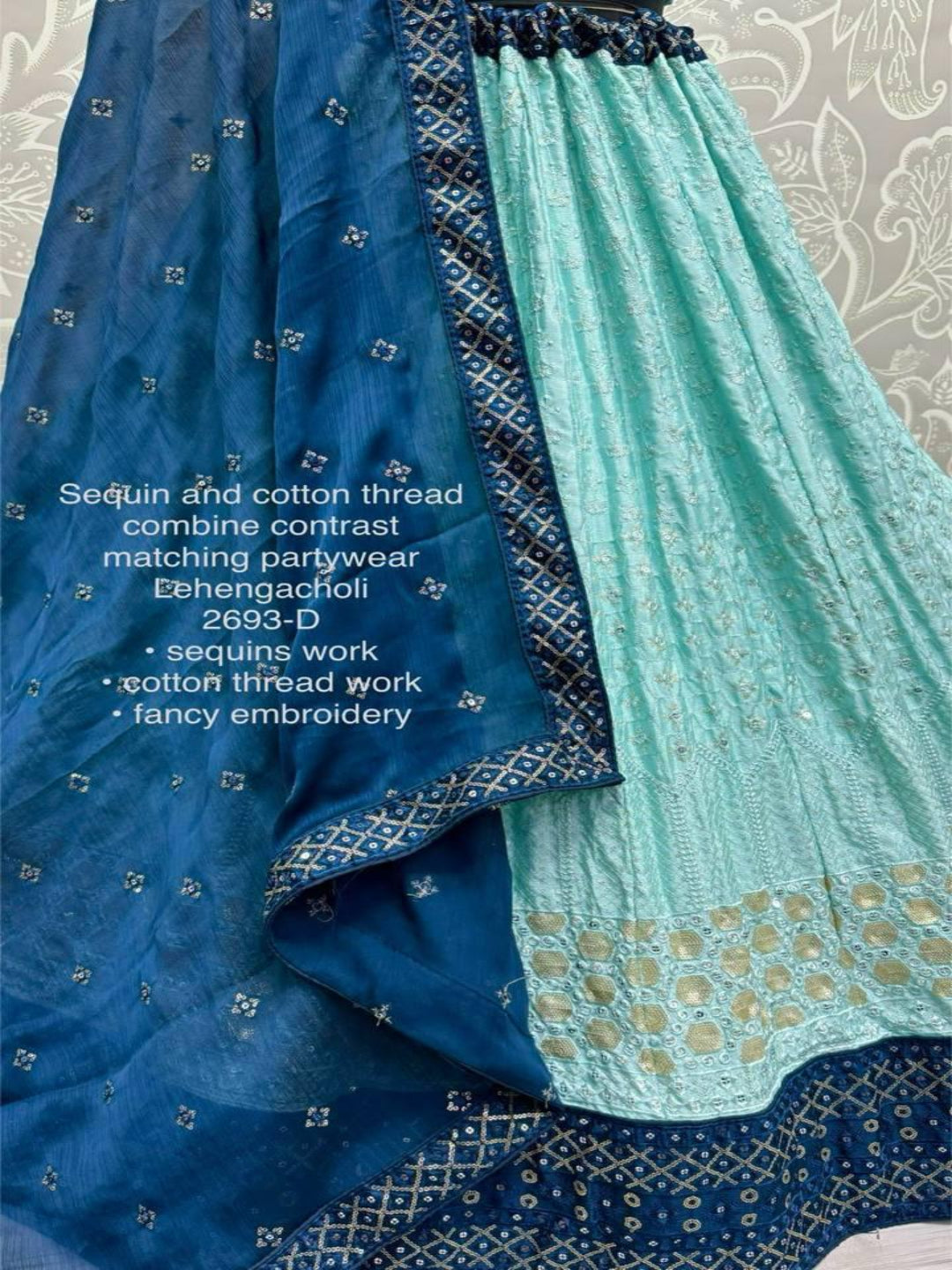 ES Soft Georgette Partywear Lehenga Choli With Sequin and cotton thread