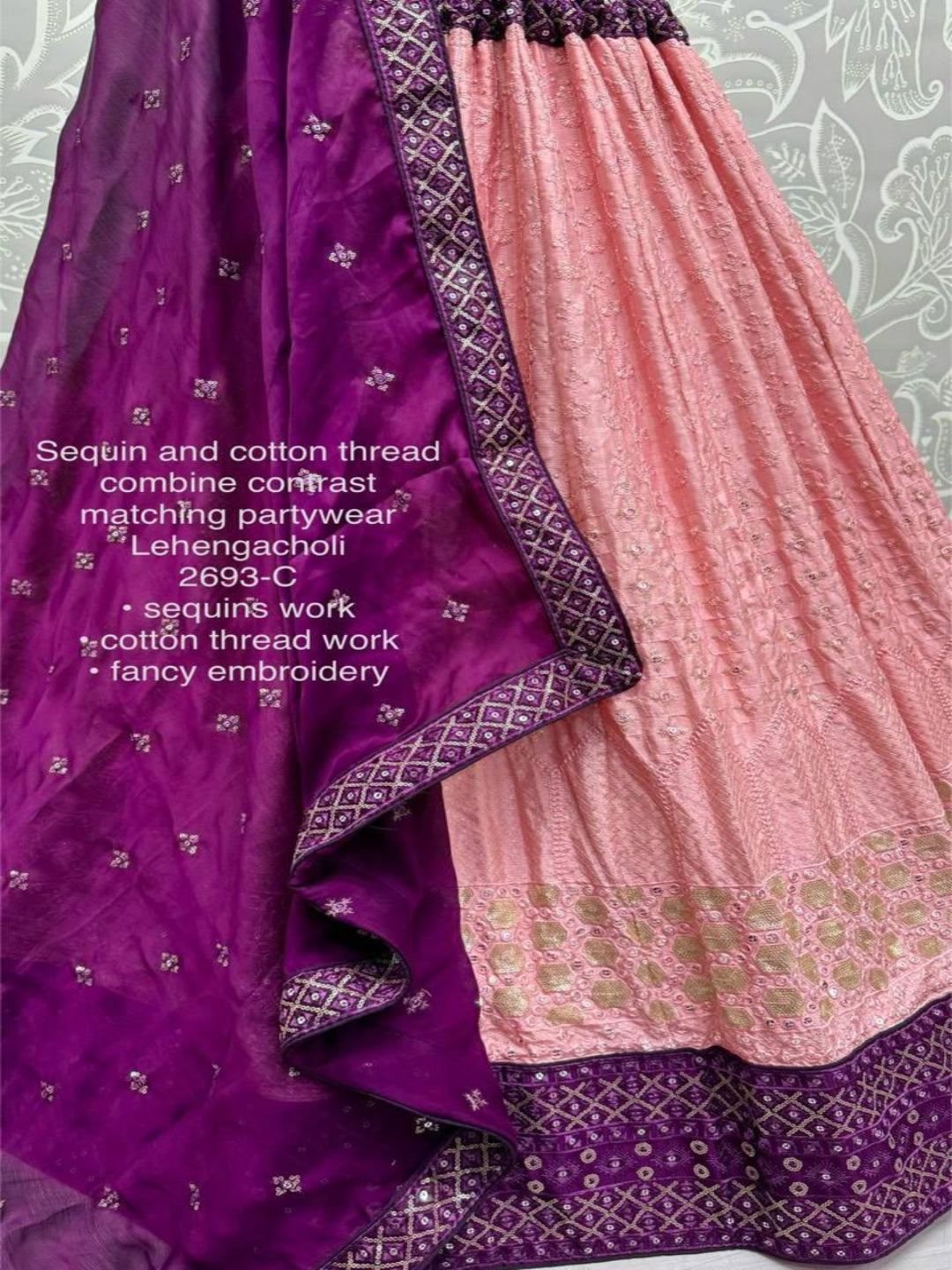 ES Soft Georgette Partywear Lehenga Choli With Sequin and cotton thread