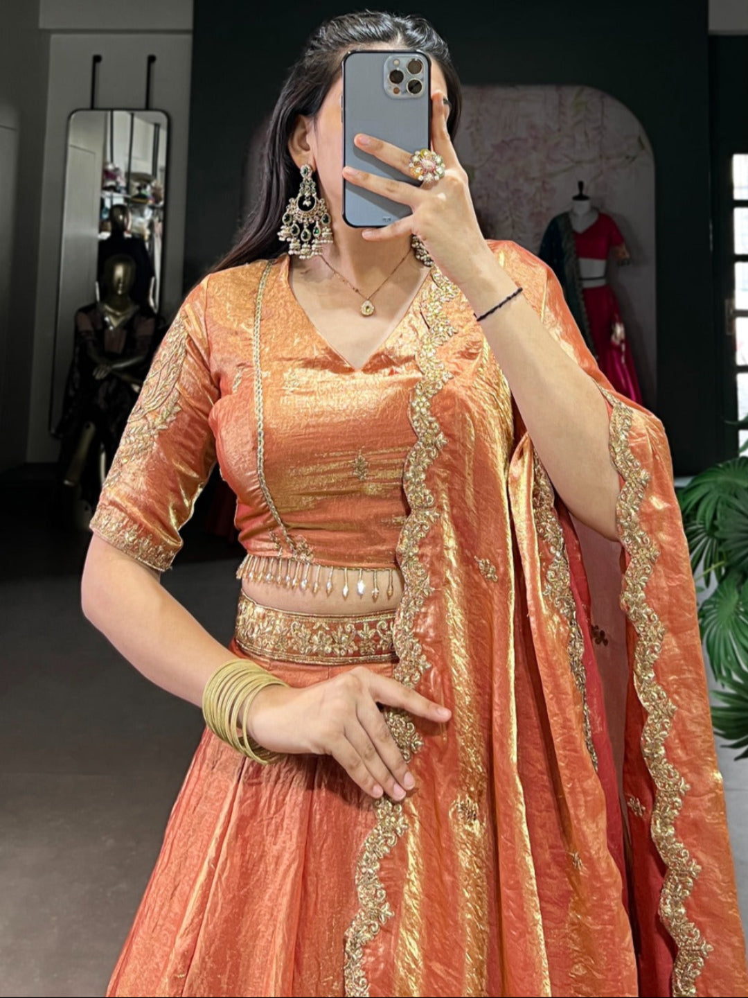 ES Stitched Fendi Lehenga Set with Thread & Sequin Embroidery – Festive Wear