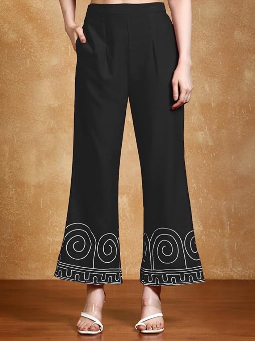 KF Thread Embroidered Crop Shirt with Flared Palazzo