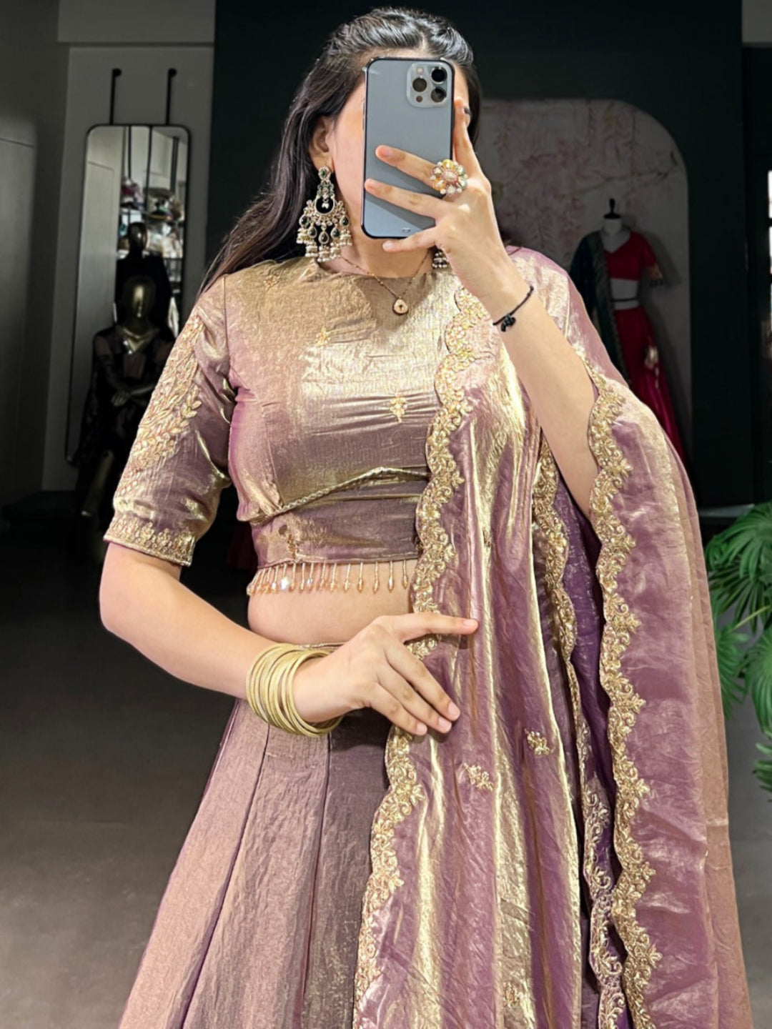 ES Stitched Fendi Lehenga Set with Thread & Sequin Embroidery – Festive Wear