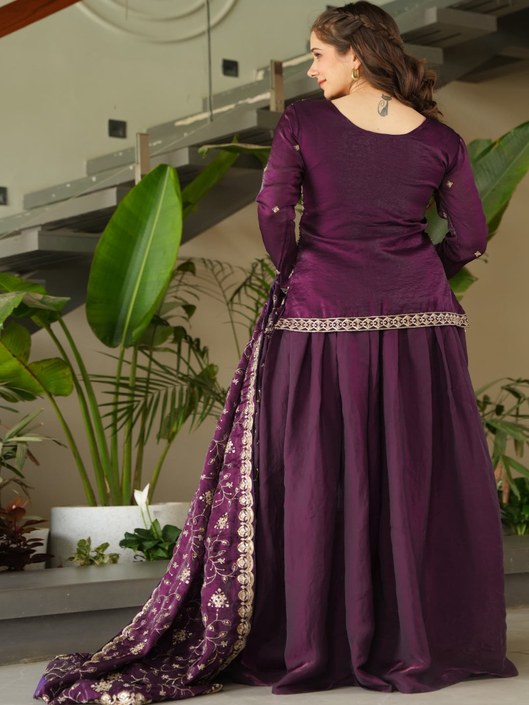 ES Elegant Designer Kurti in Fendy fabric with Sharara & Dupatta Set
