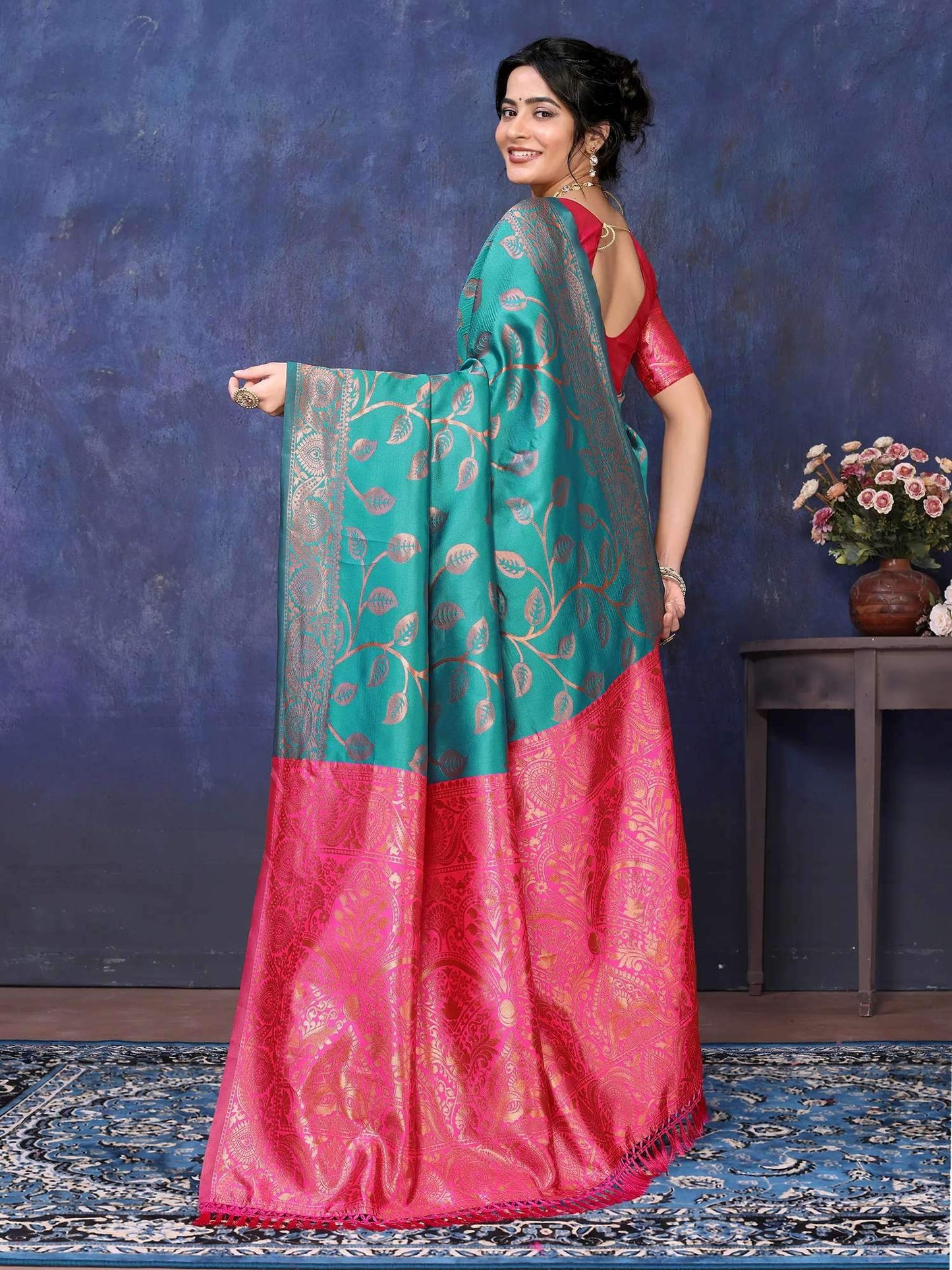 KF Women Kanjivaram Banarasi Silk Woven Design Saree