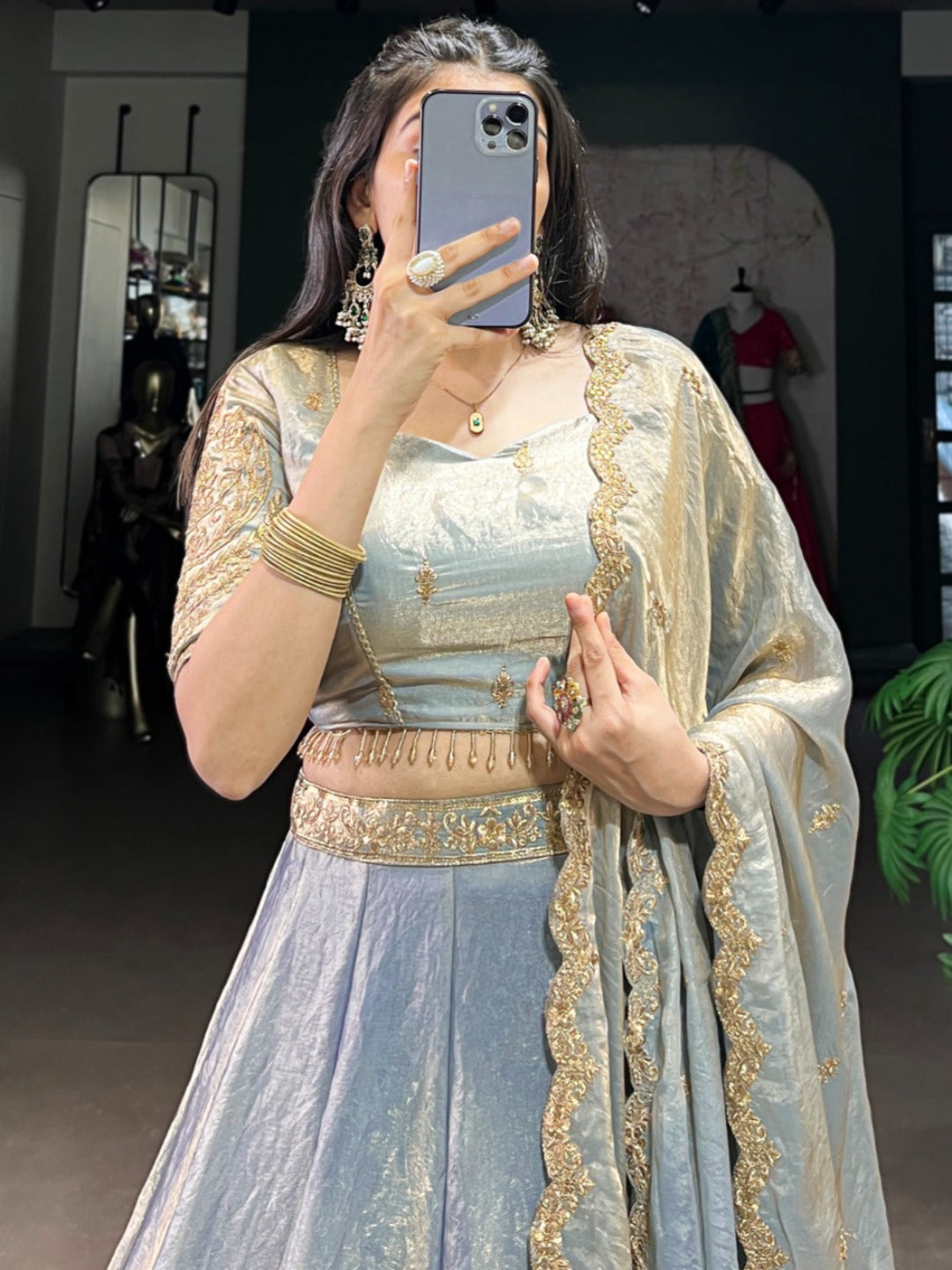 ES Stitched Fendi Lehenga Set with Thread & Sequin Embroidery – Festive Wear