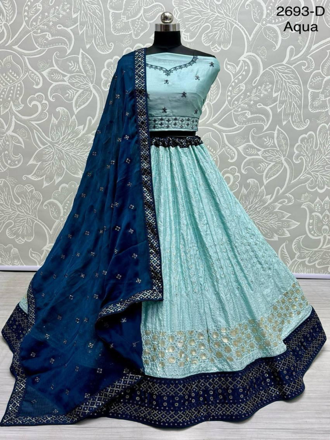 ES Soft Georgette Partywear Lehenga Choli With Sequin and cotton thread