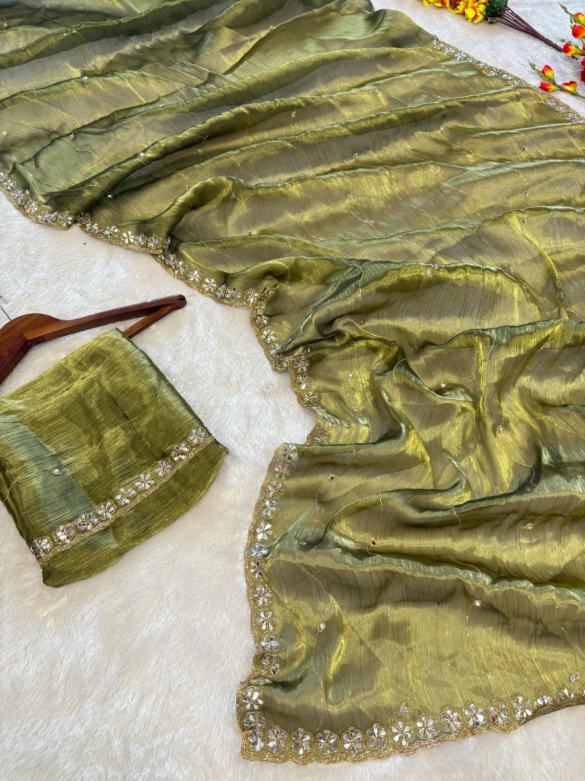 ES Premium Jimmy Chu Silk Saree with Unstitched Blouse