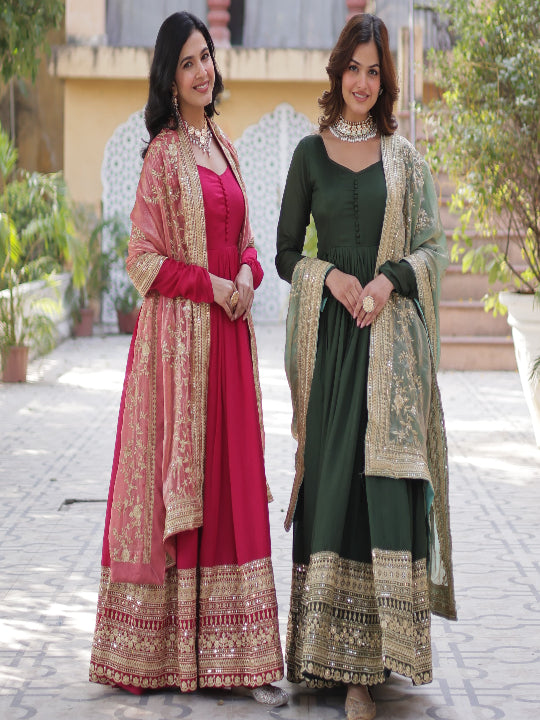 ES Shimmer Vichitra Gown with Rich Sequins Embroidered work