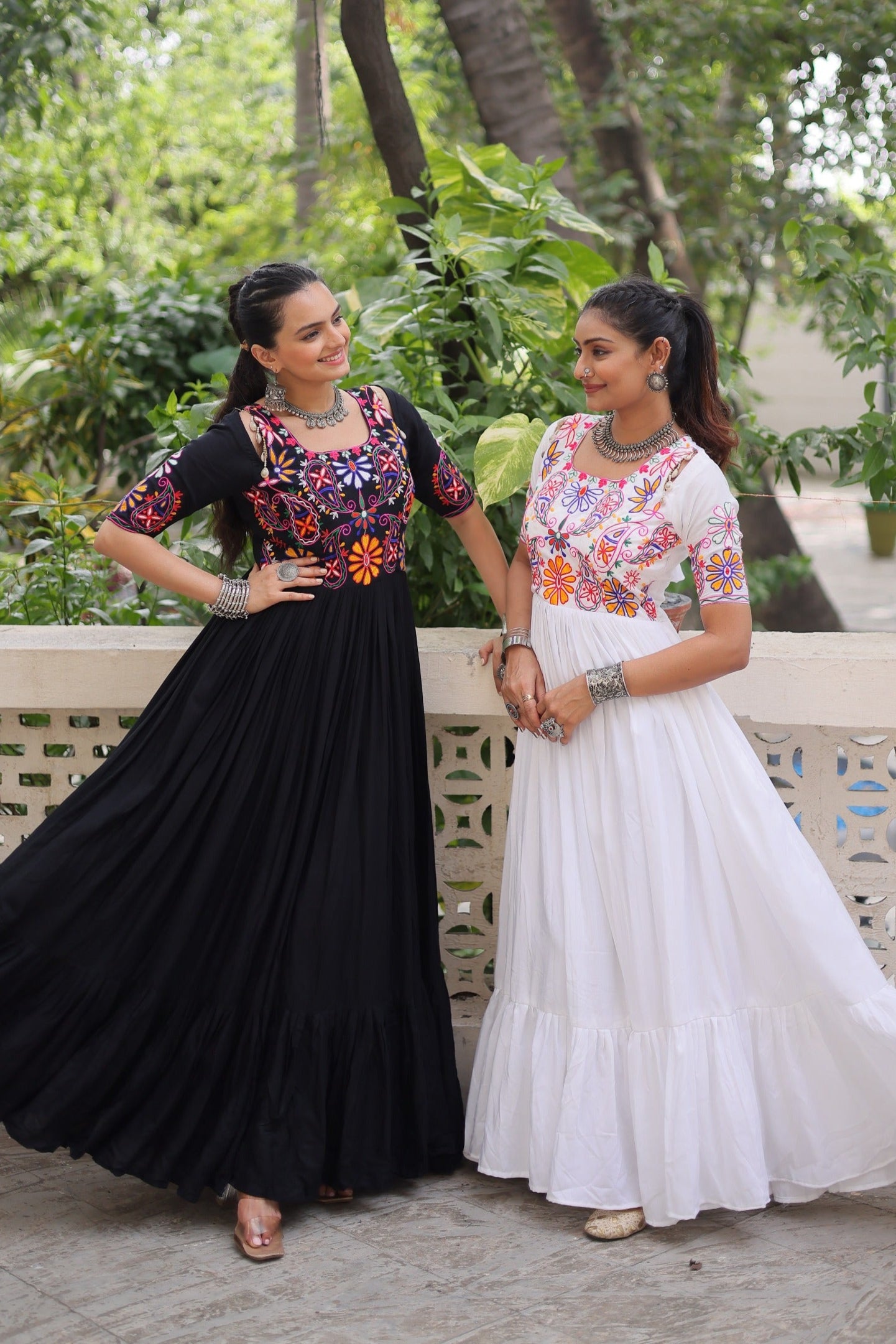 ES Navratri Special Premium Kutchi Gamthi Embroidered Gown