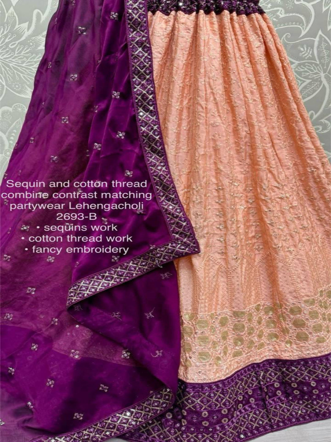 ES Soft Georgette Partywear Lehenga Choli With Sequin and cotton thread