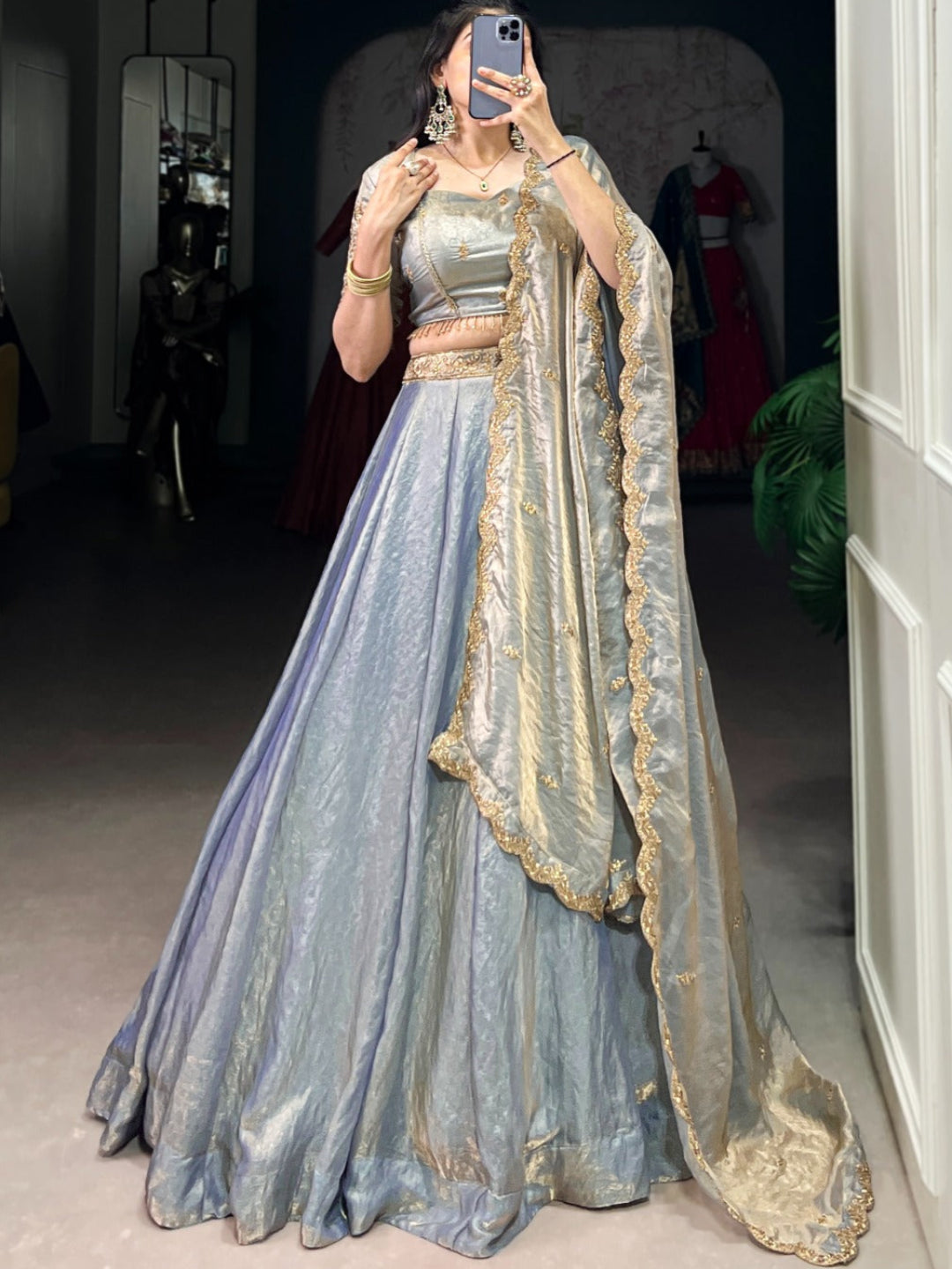 ES Stitched Fendi Lehenga Set with Thread & Sequin Embroidery – Festive Wear