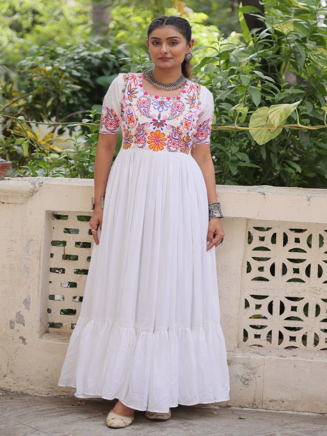 ES Navratri Special Premium Kutchi Gamthi Embroidered Gown