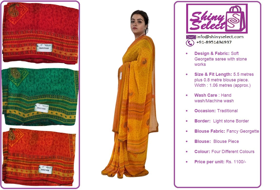 ShinySelect Soft & comfortable Georgette saree with light stone work