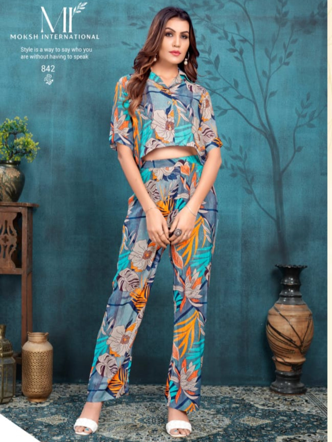 MV Designer & Stylish Viscose Maslin Cord-Set - Sky