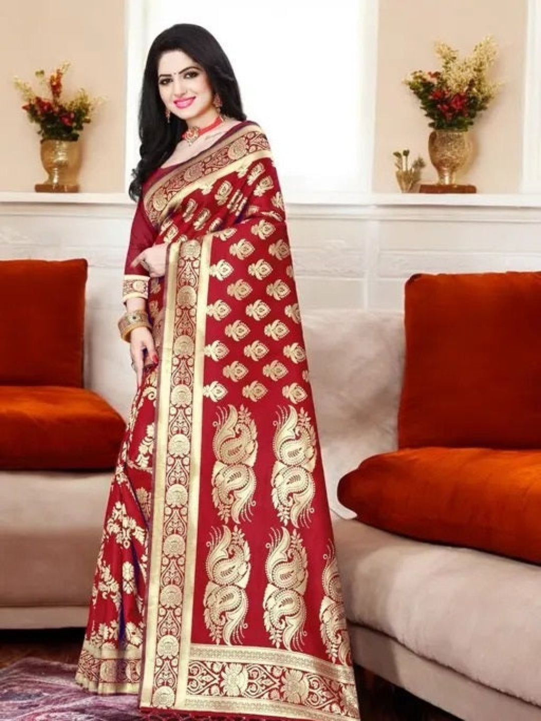 KF Elegant Banarasi Silk Woven Design Kanjeevaram Saree