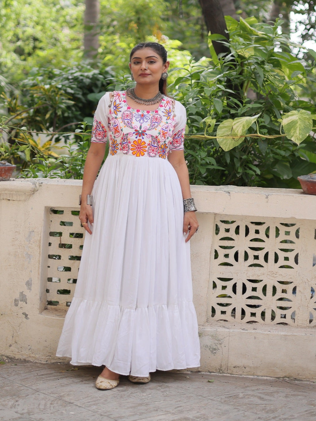 ES Navratri Special Premium Kutchi Gamthi Embroidered Gown