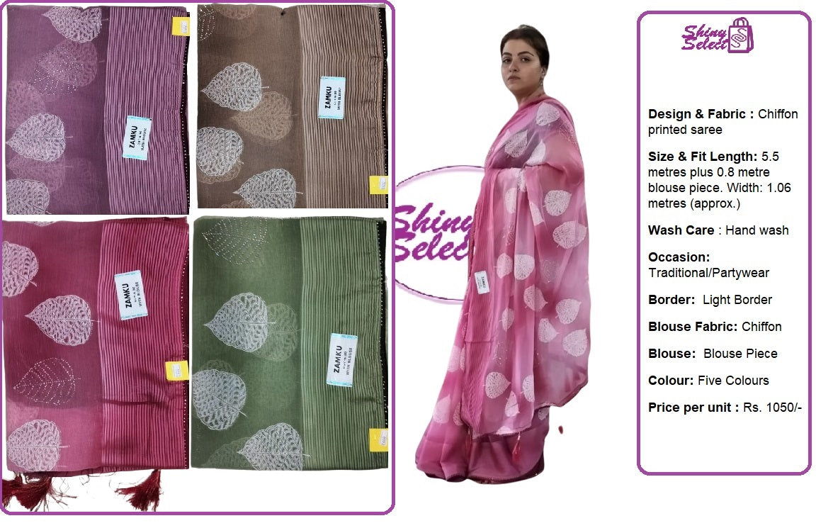 ShinySelect Printed Chiffon saree