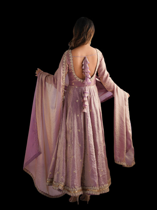 ES Fandy Silk Gown with Pant & Dupatta & Coding Sequnce work