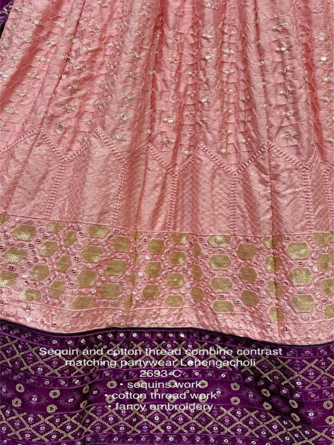 ES Soft Georgette Partywear Lehenga Choli With Sequin and cotton thread