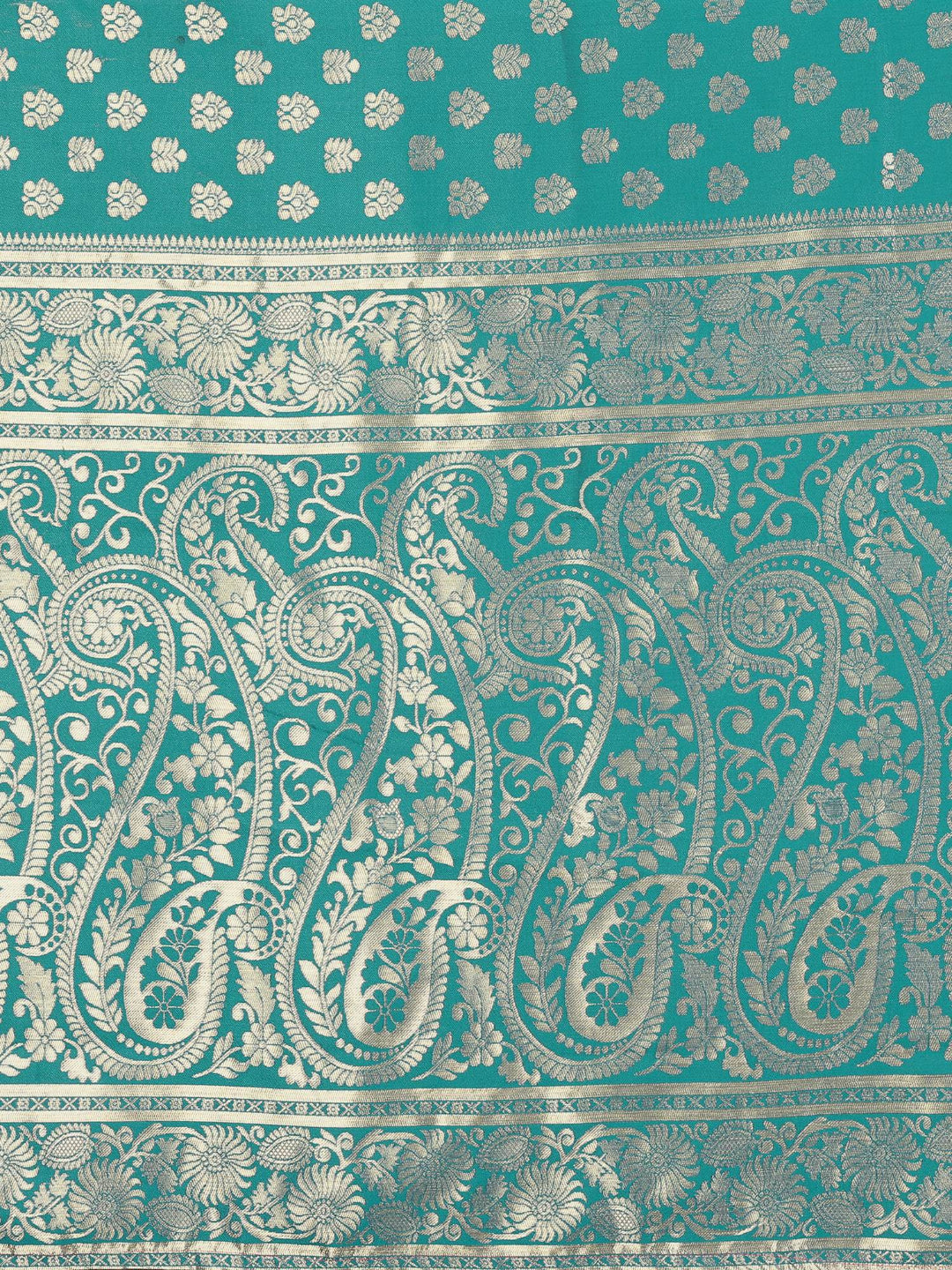 KF Aqua Blue & Maroon Banarasi Silk Woven Design Kanjeevaram Saree