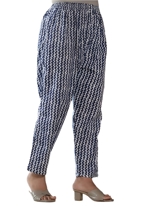 ICF Women Blue Floral Cotton Kurti Set with Pant & Dupatta