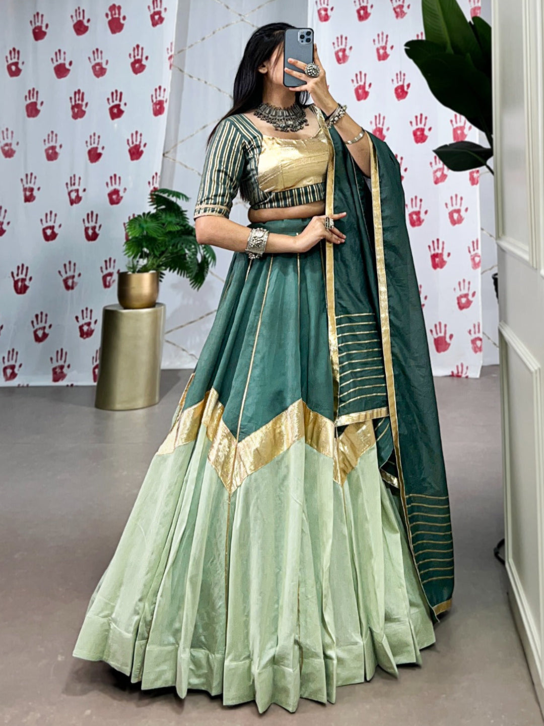 ES Premium Pure Chanderi Lehenga Set with Zari & Gota Patti