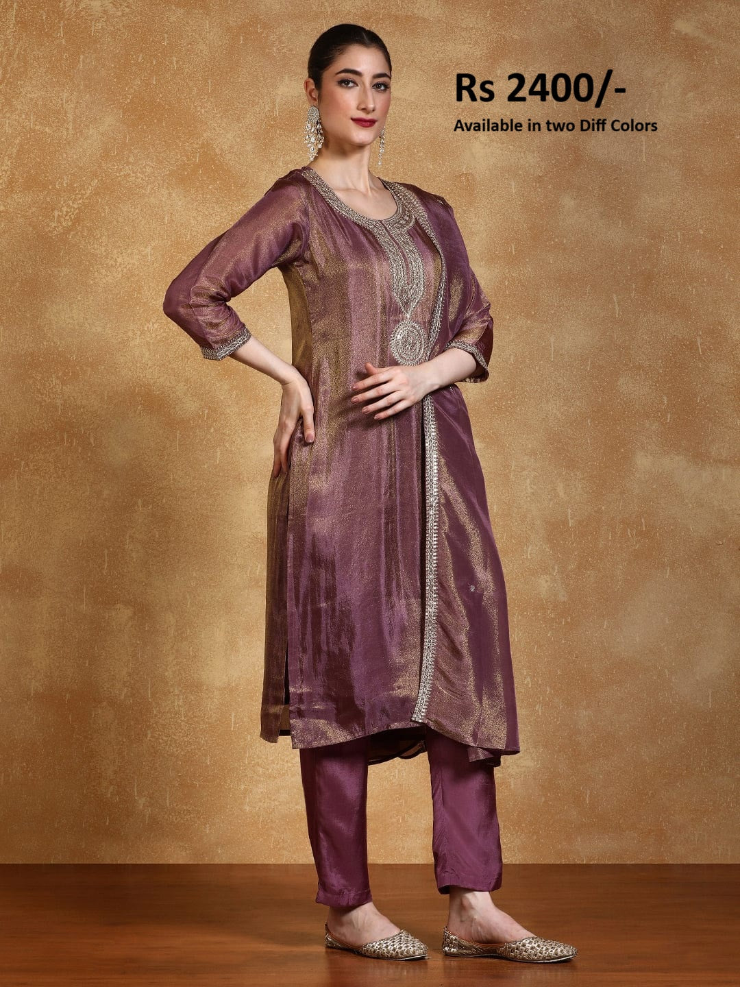 KF Zari Embroidered Yoke Kurta With Trouser And Dupatta