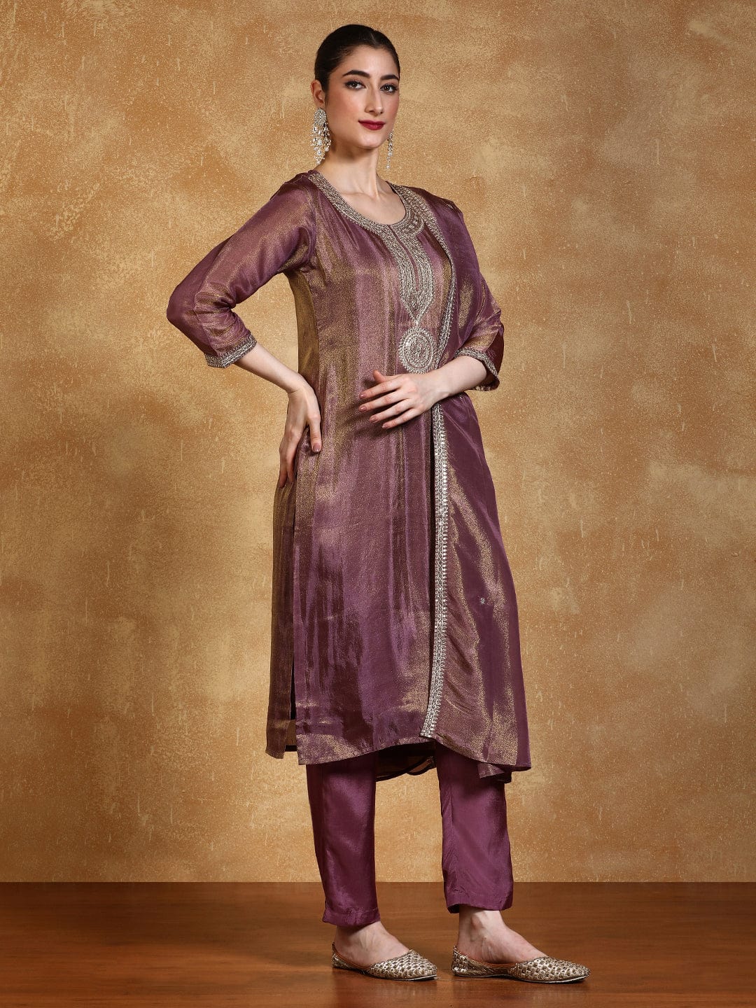 KF Zari Embroidered Yoke Kurta With Trouser And Dupatta