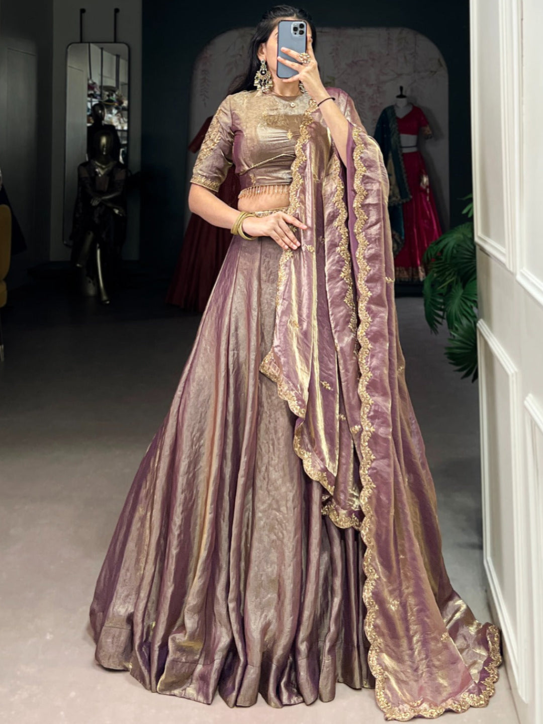 ES Stitched Fendi Lehenga Set with Thread & Sequin Embroidery – Festive Wear