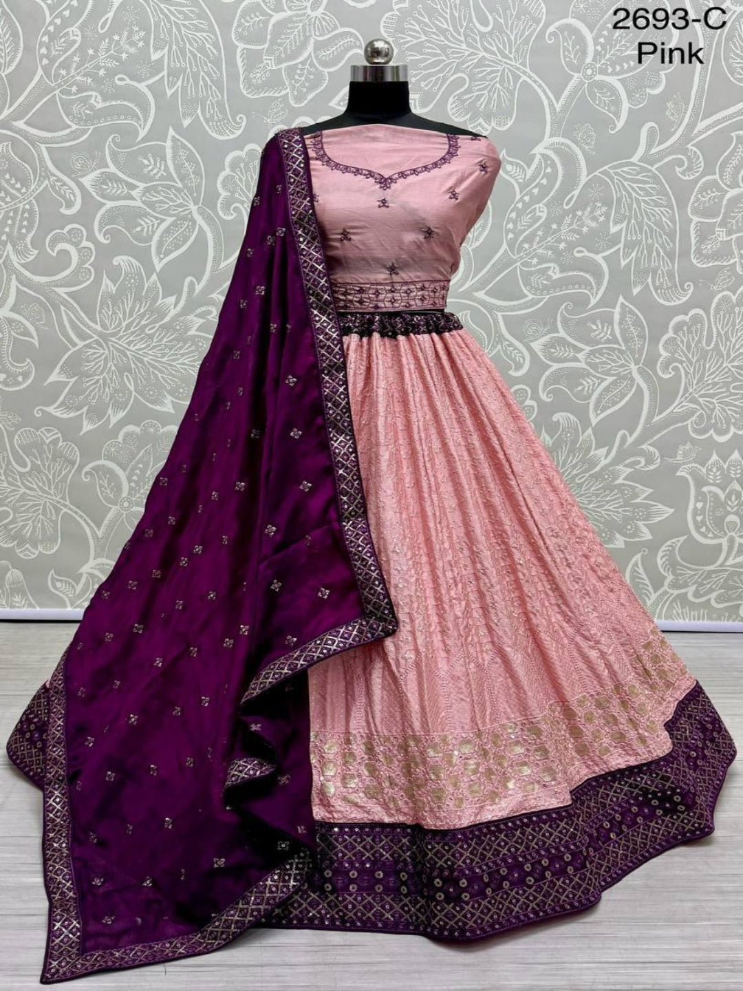 ES Soft Georgette Partywear Lehenga Choli With Sequin and cotton thread