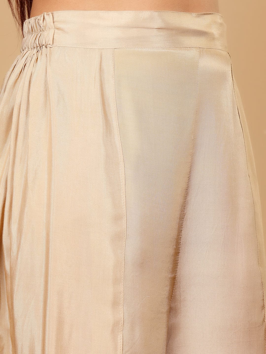 KF Colored Pure Silk Gotta And Mirror Embellished Kaftan With Tulip Pants