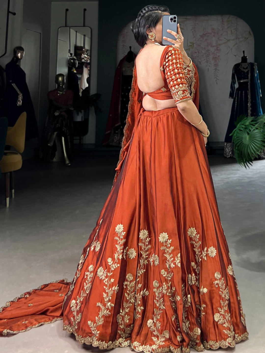 ES Elegant Rangoli Silk Embroidered Lehenga Set - Stitched
