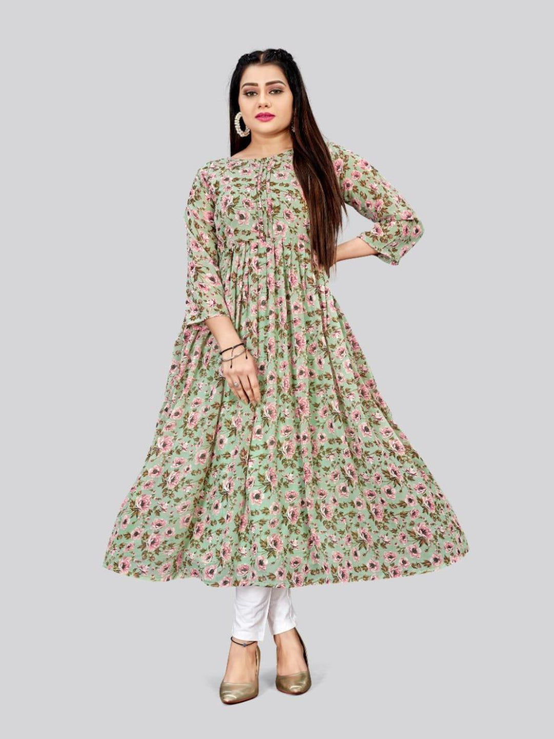 MV Soft Georgette Kurti with outer layer & Cotton inner lining