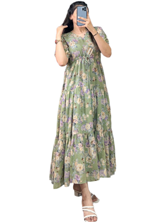 ES Women Ethereal Georgette Frocks with Floral Prints