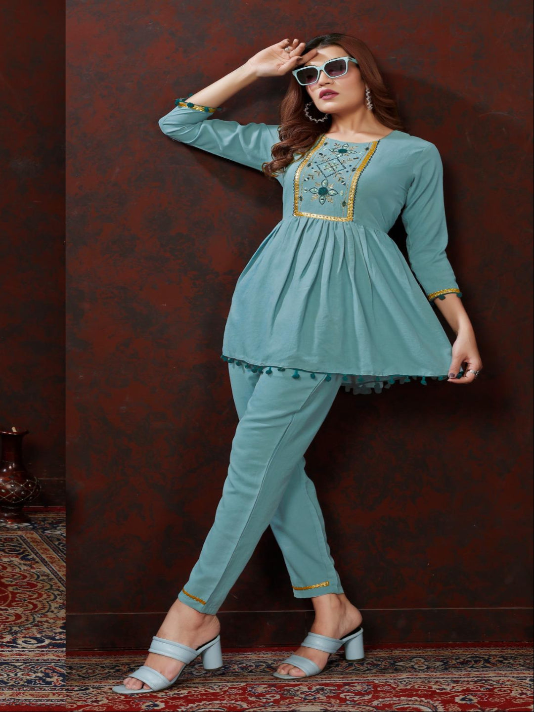 MV Elegant Maaza Cotton Handwork Cord-Set in Five Designs & Colors
