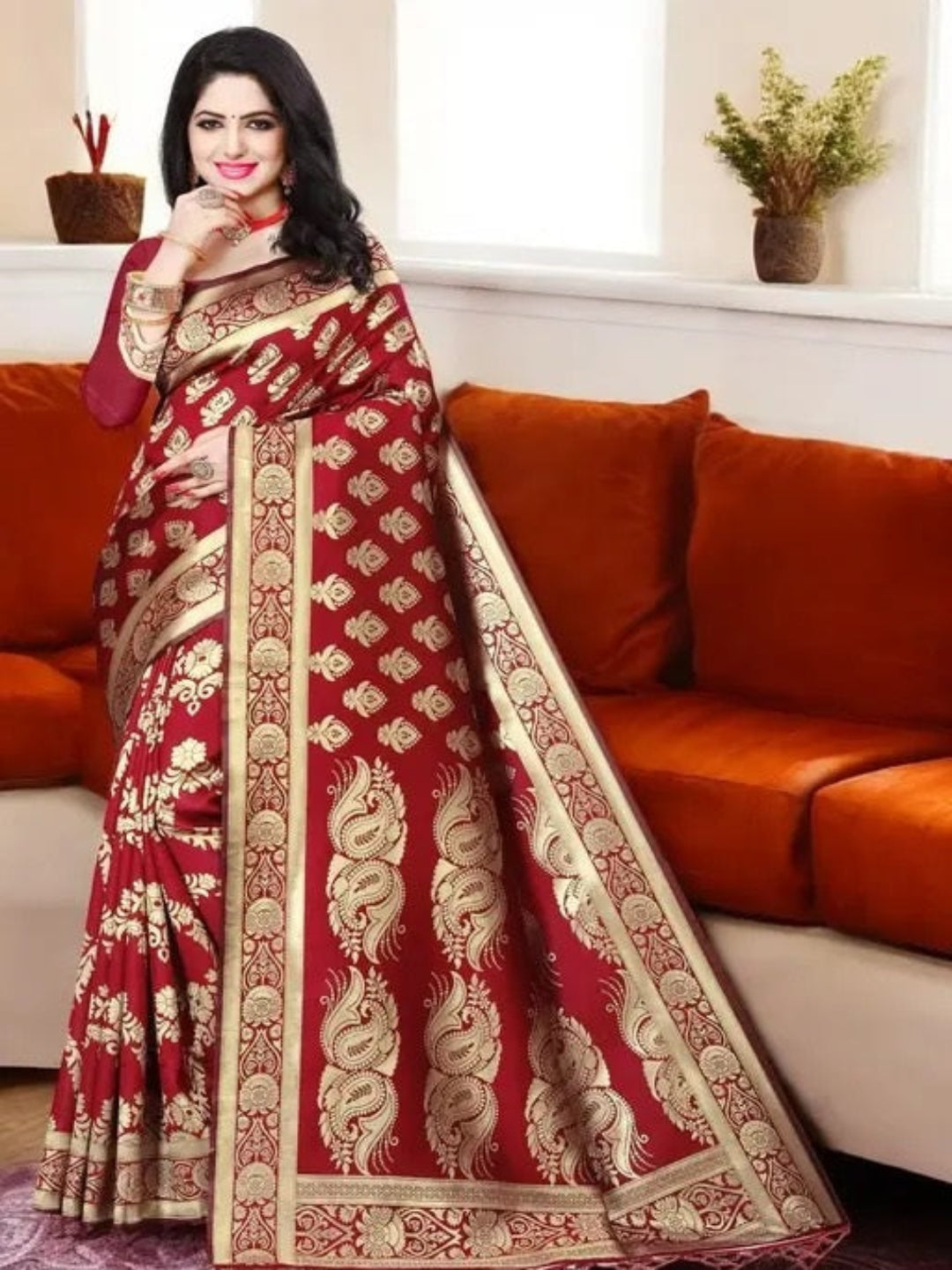 KF Elegant Banarasi Silk Woven Design Kanjeevaram Saree
