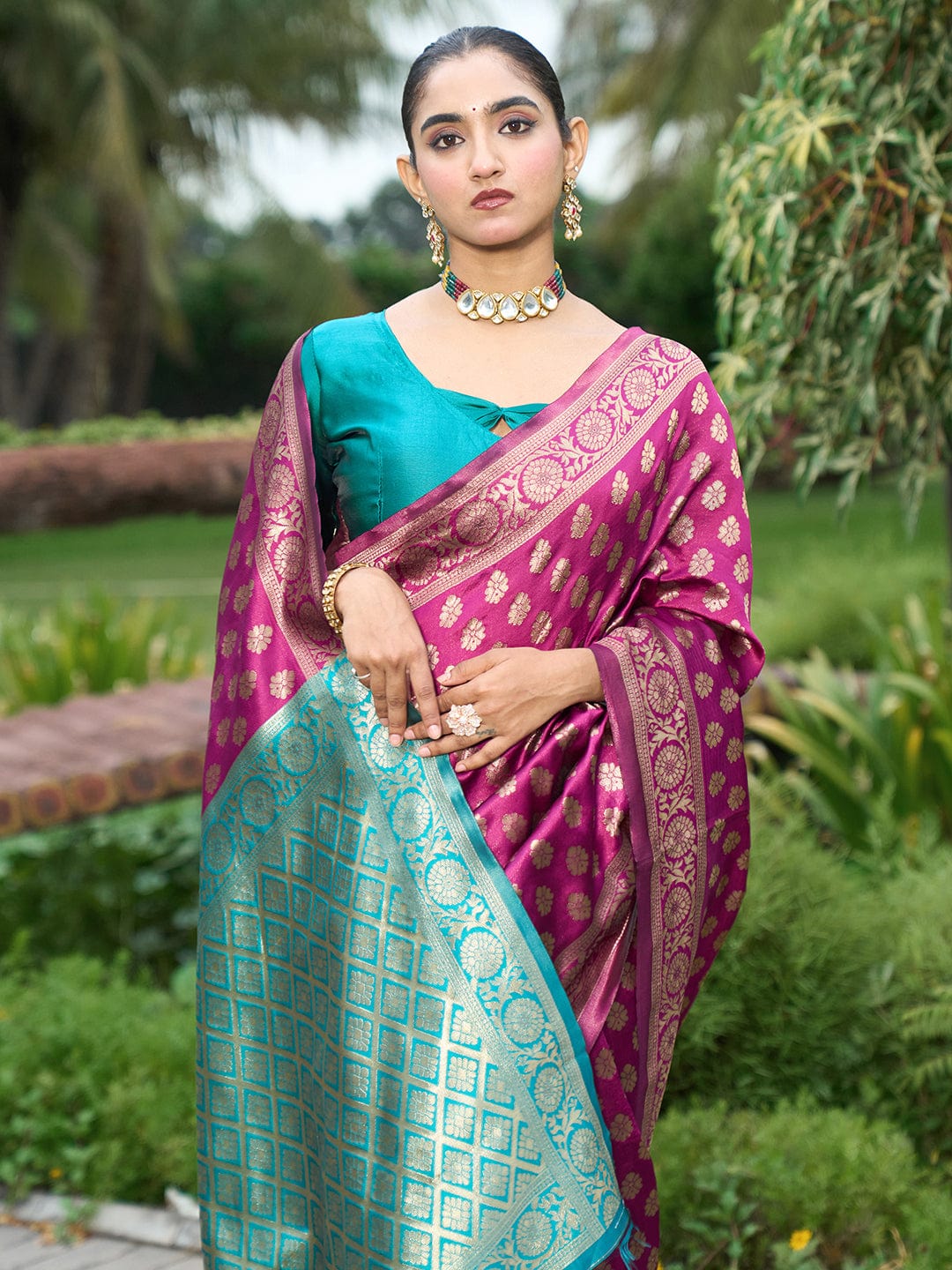 KF Women Kanjivaram Banarasi Silk Woven Design Saree