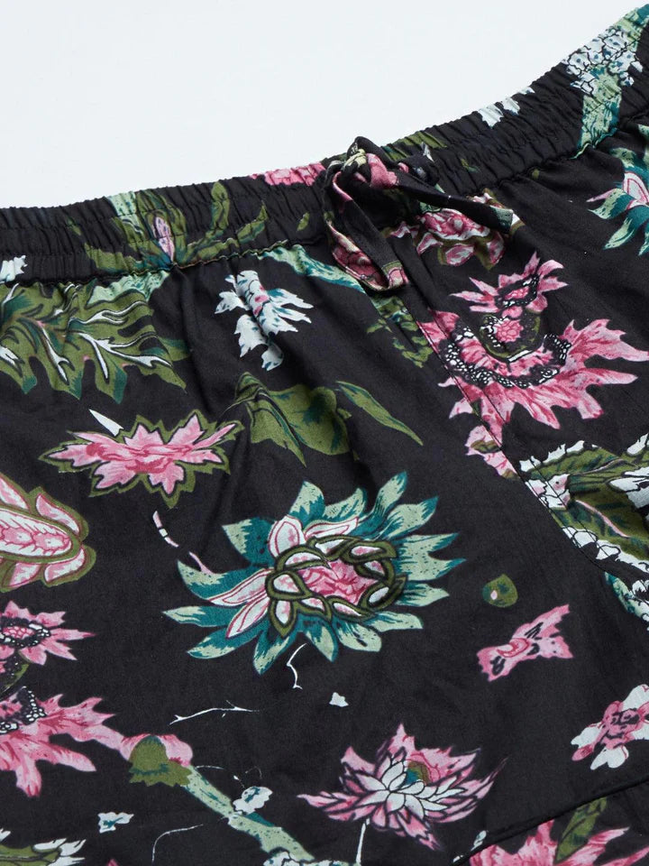 Divena Multi Color Cotton Floral Print Night Suit