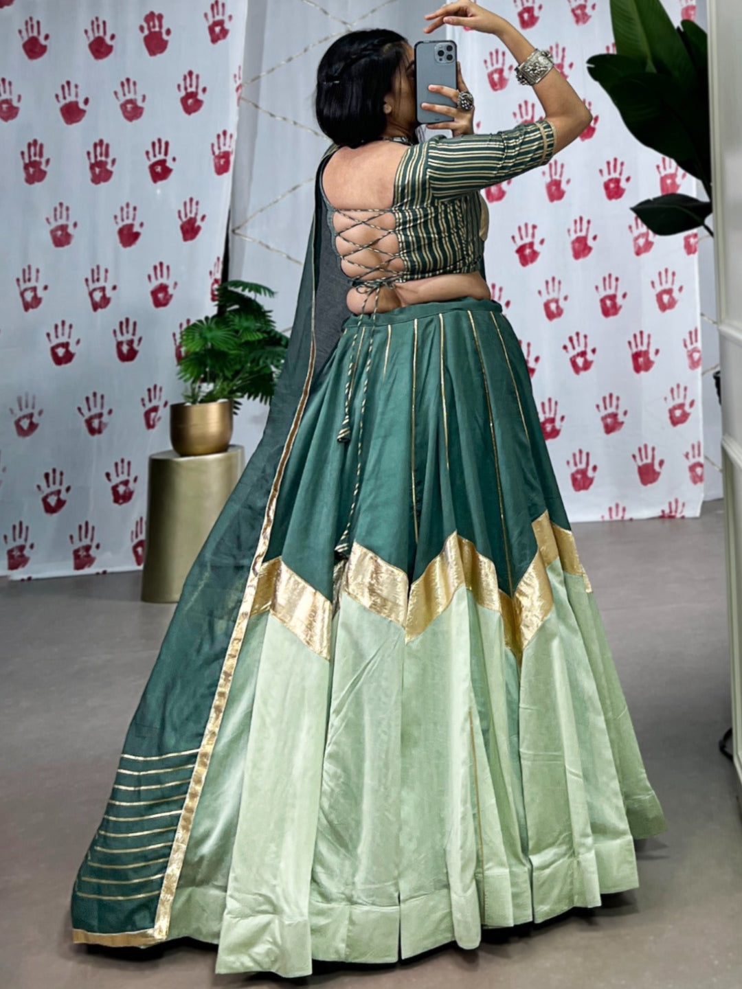 ES Premium Pure Chanderi Lehenga Set with Zari & Gota Patti
