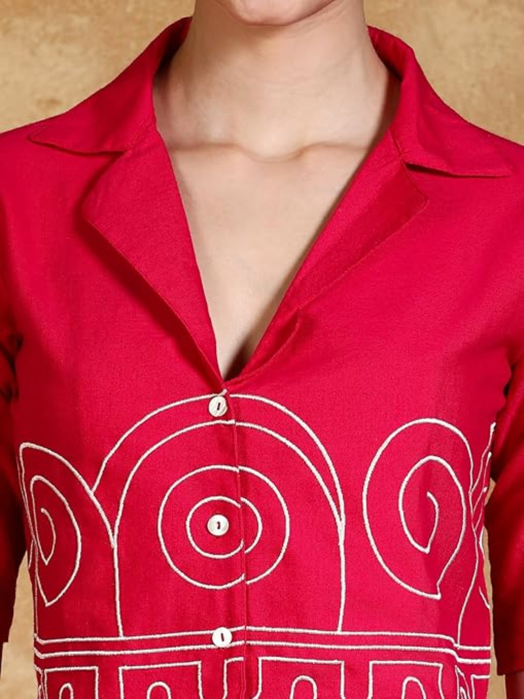 KF Thread Embroidered Crop Shirt with Flared Palazzo