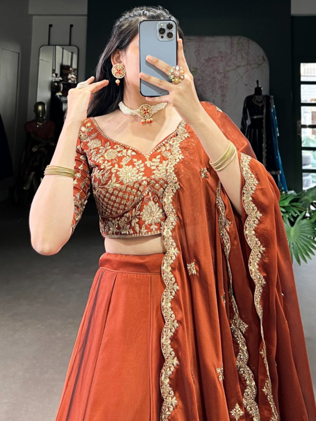 ES Elegant Rangoli Silk Embroidered Lehenga Set - Stitched