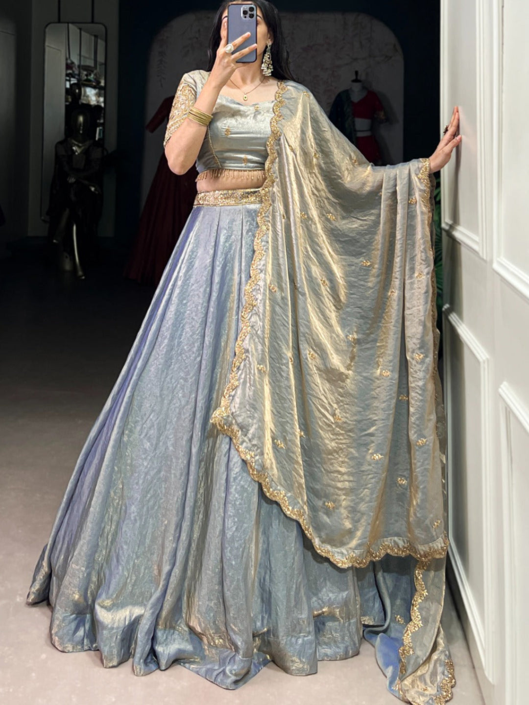 ES Stitched Fendi Lehenga Set with Thread & Sequin Embroidery – Festive Wear