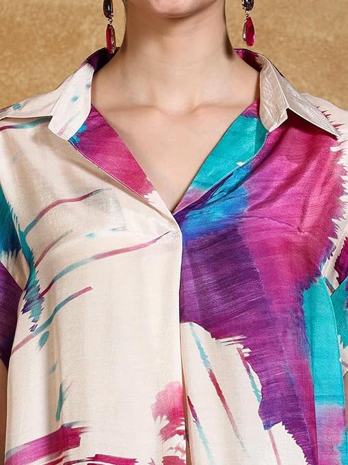 KF Abstract printed loose fit top with flared palazzo (Cord-Set)