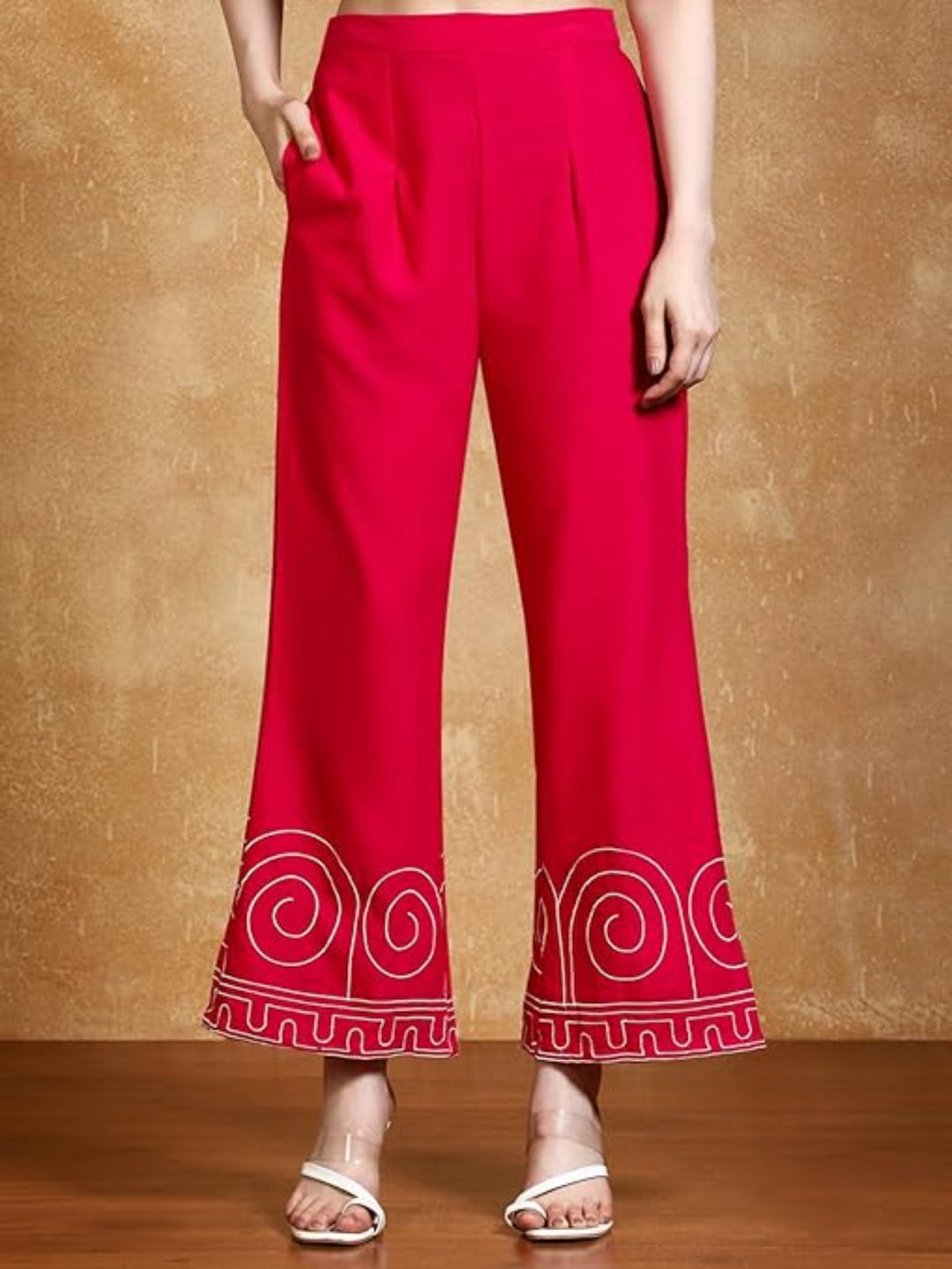 KF Thread Embroidered Crop Shirt with Flared Palazzo