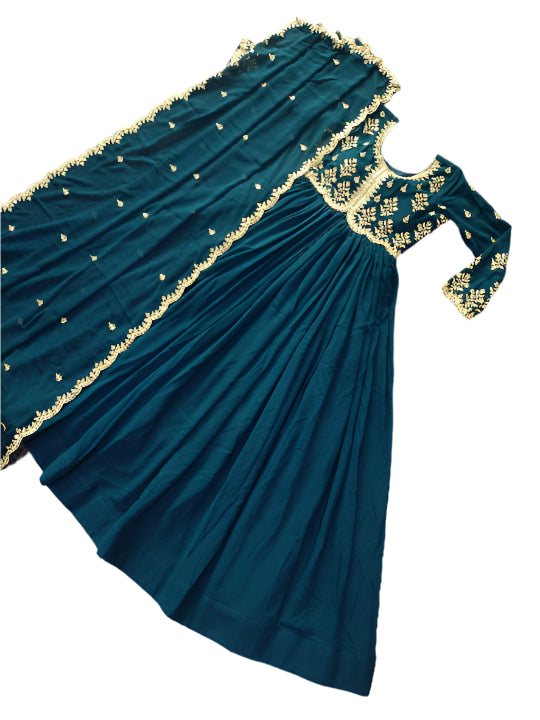 ES Women Faux Georgette Blooming gown with Sequins Multi Embroidered Work