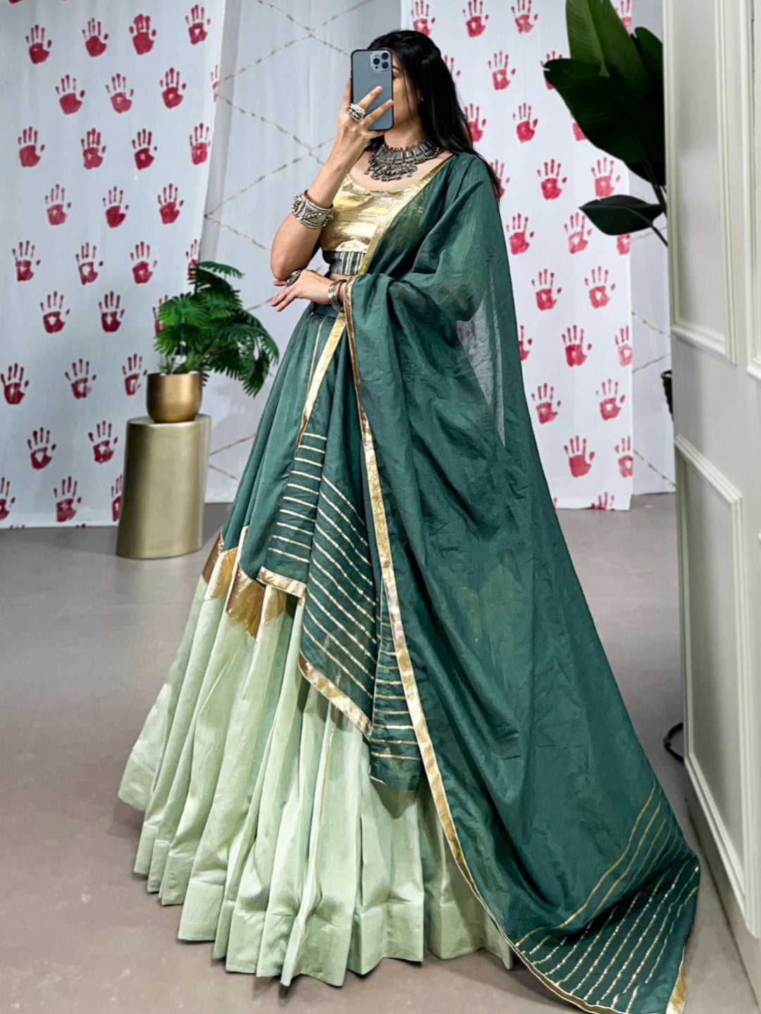 ES Premium Pure Chanderi Lehenga Set with Zari & Gota Patti