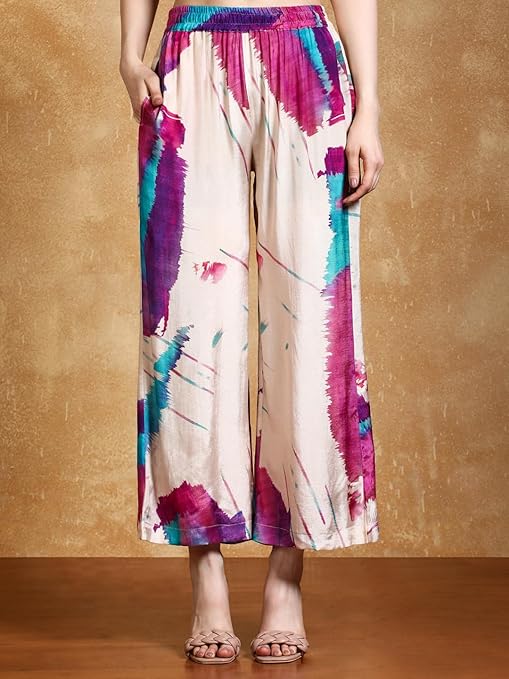 KF Abstract printed loose fit top with flared palazzo (Cord-Set)