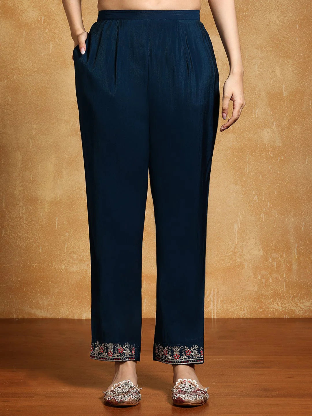 KF Zari Embroidered Yoke with All Over Floral Motif Buta Kurta with Trouser & Dupatta