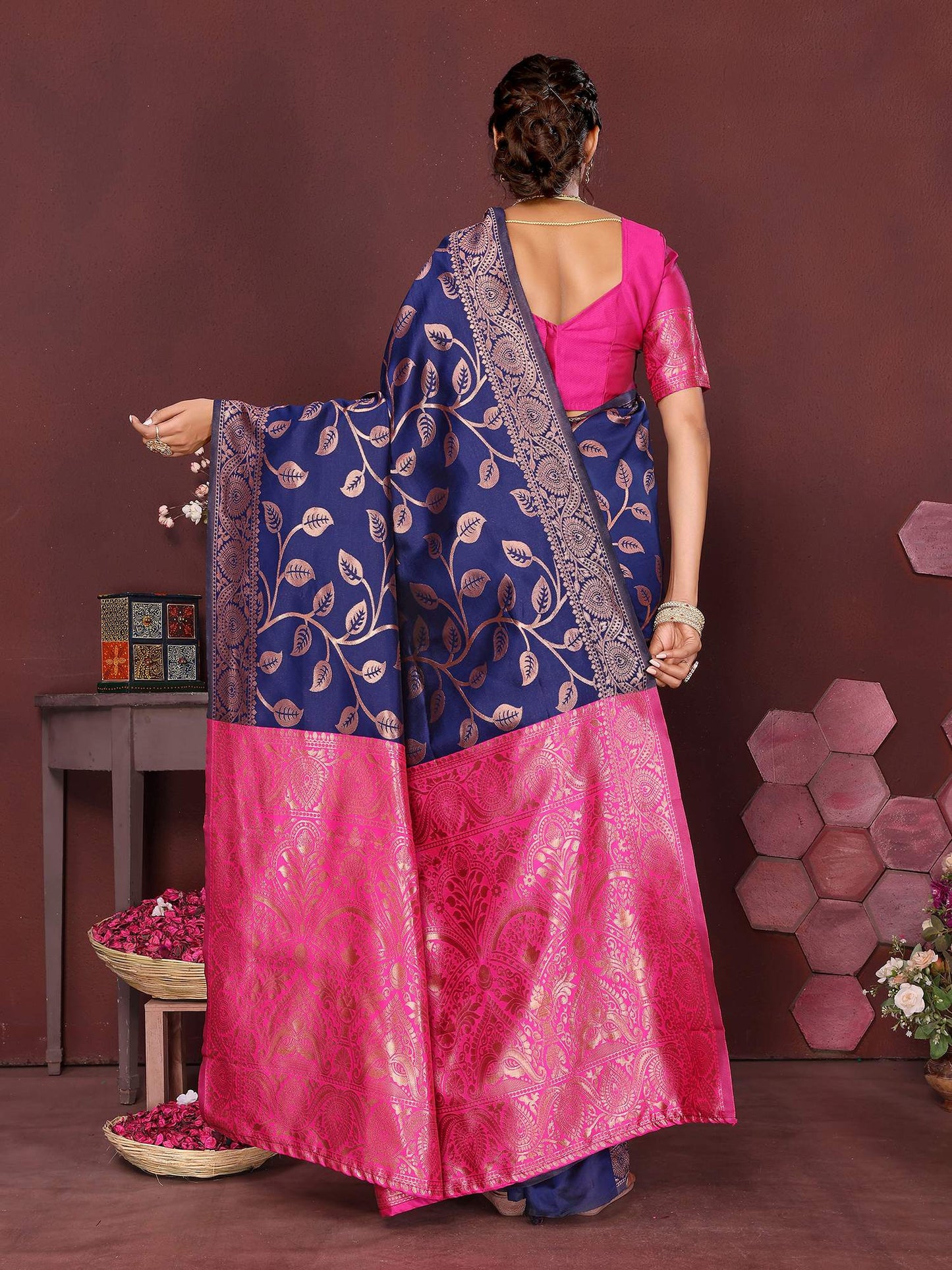 KF Women Kanjivaram Banarasi Silk Woven Design Saree